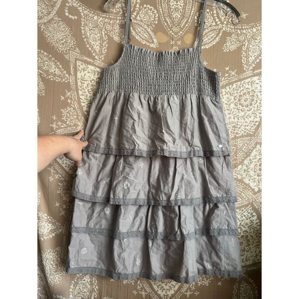 IKKS Grey Smocked Tiered Ruffle Mini Dress